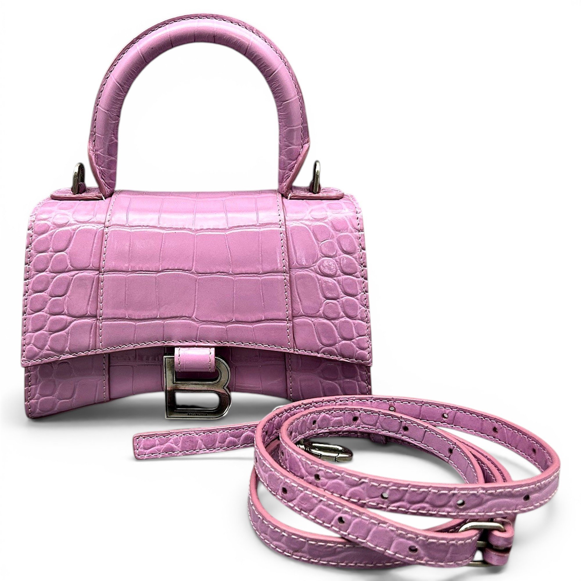 Hourglass leather handbag