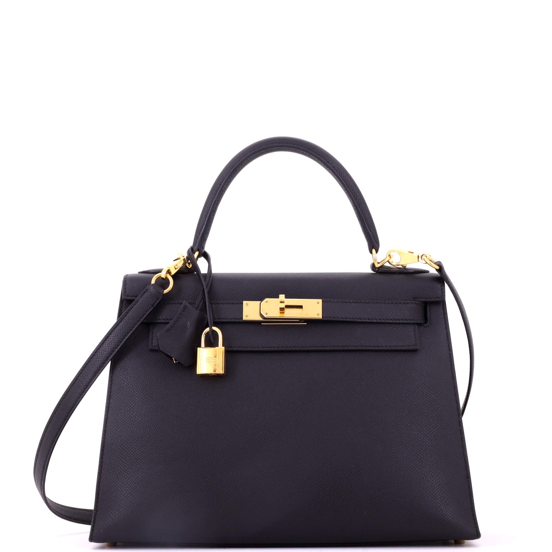 Kelly Handbag Noir Epsom with Gold Hardware 28