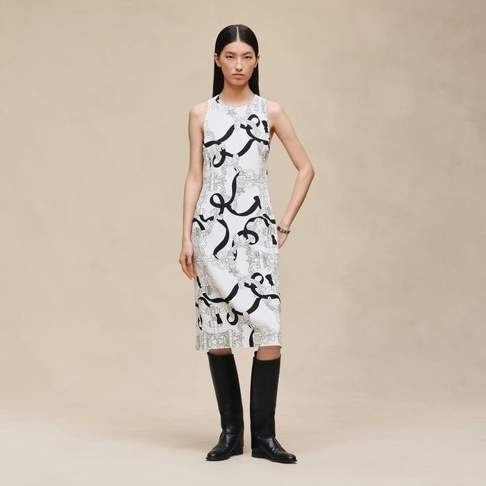 Blanc Nacre Robe Débardeur À Quille Imprimé « ferronnerie Remix »