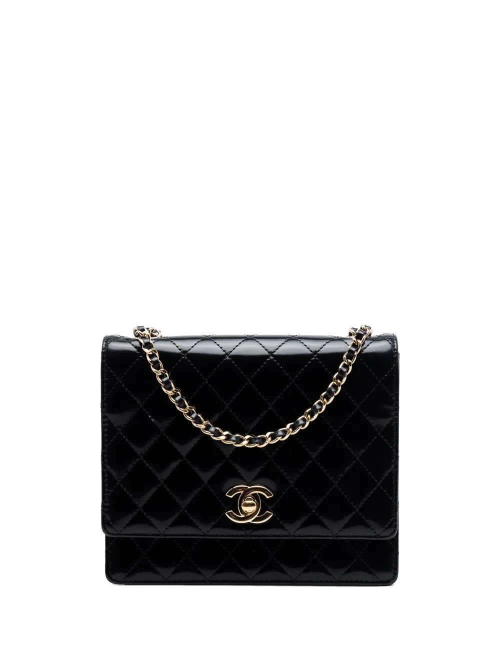 2011 CC Quilted Patent Square Flap crossbody bag
