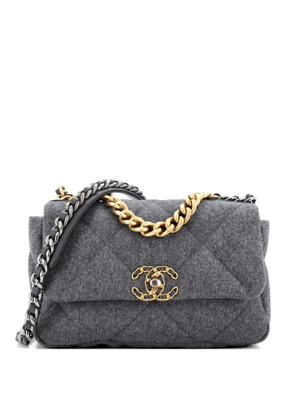 19 Flap Bag Quilted Wool Medium shoulder bag