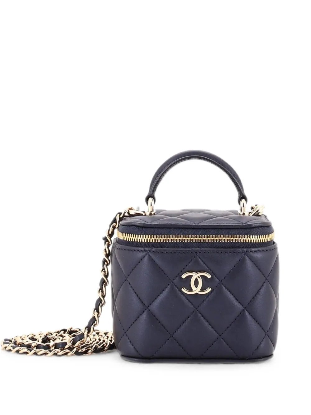 Classic Top Handle Vanity Case with Chain Quilted Lambskin Mini crossbody bag