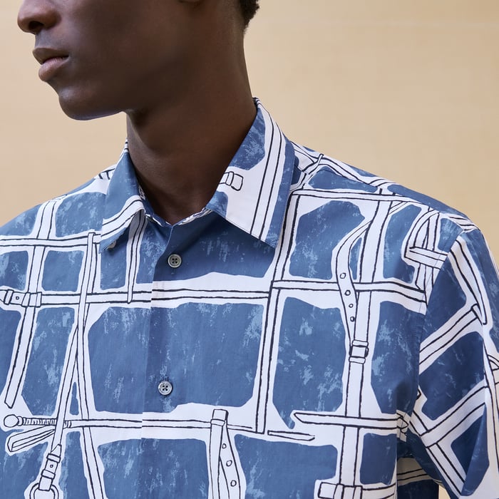 Bleu Turquin "Harnais En Gouache" Sporty Fit Shirt