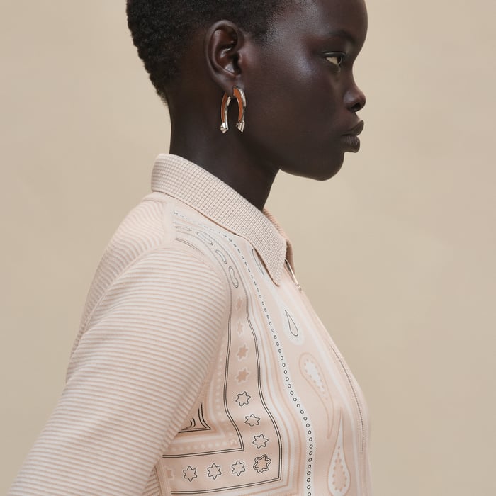 Blanc Perle "Candy Libris Bandana" Zipped Twillaine Jacket