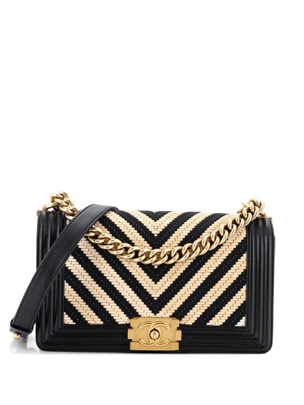 Boy Flap Bag Braided Chevron Calfskin and Lambskin Old Medium shoulder bag