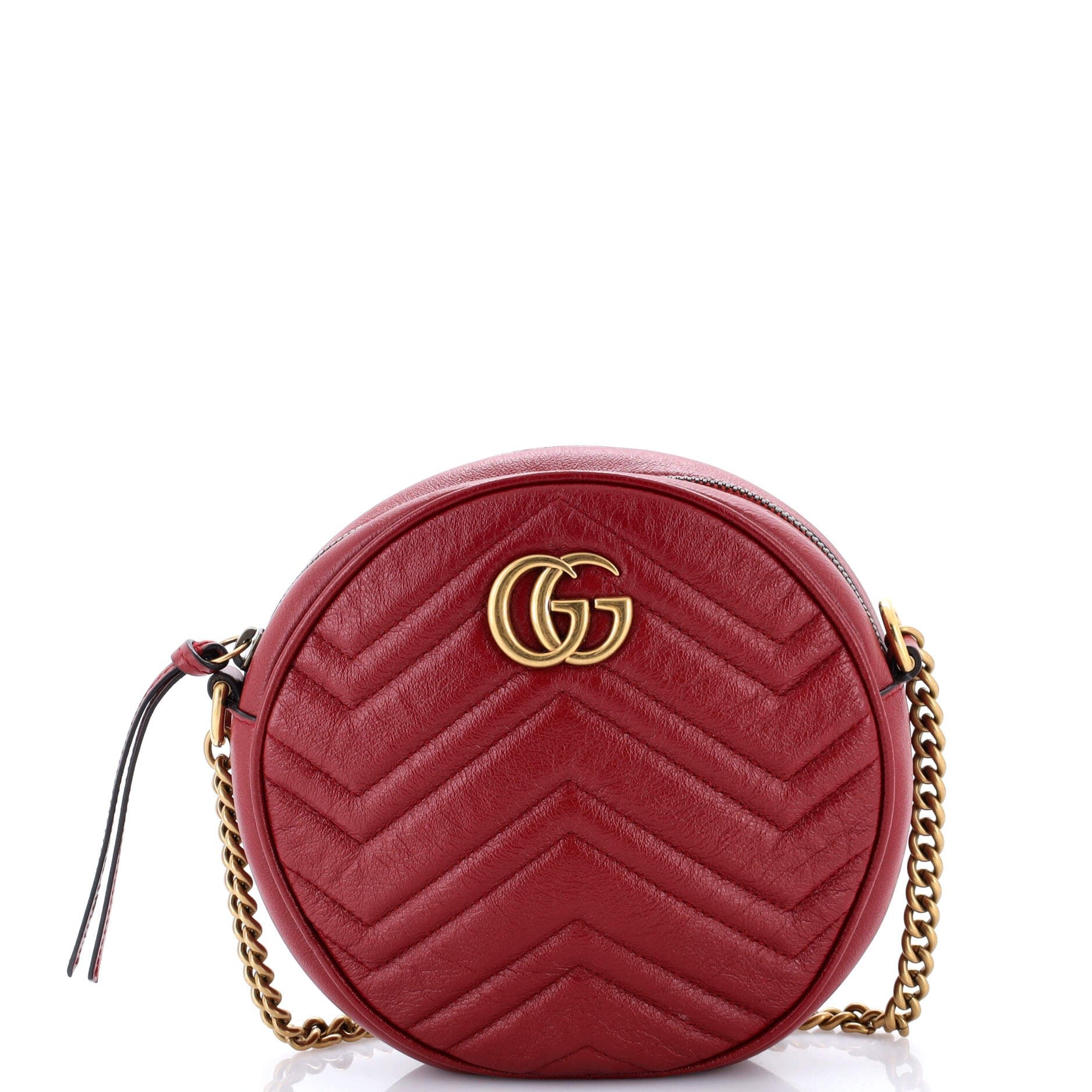 Gucci GG Marmont Round Shoulder Bag Matelasse Leather Mini