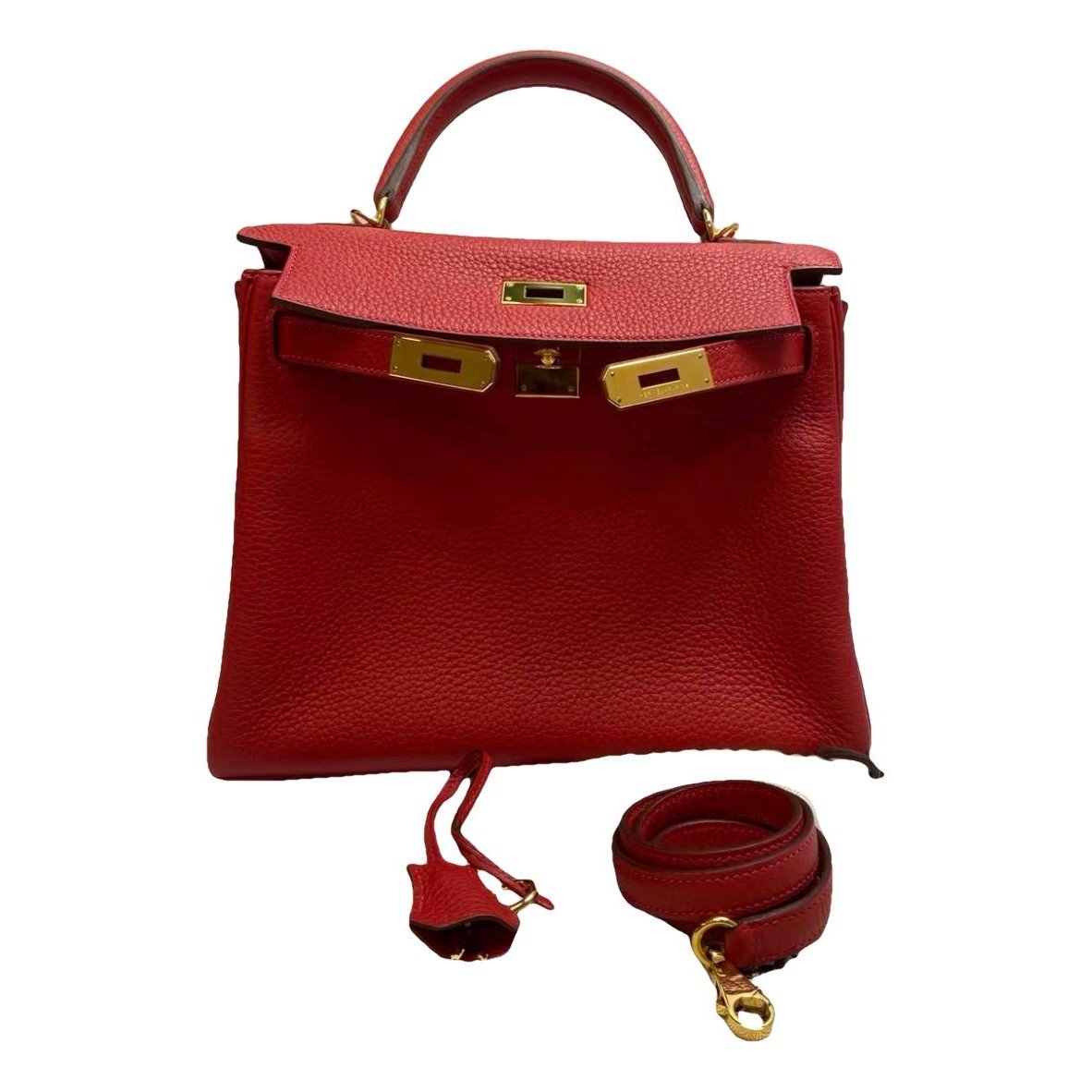 Hermes Kelly 28 Handbag Rouge Casaque Togo Leather 2014