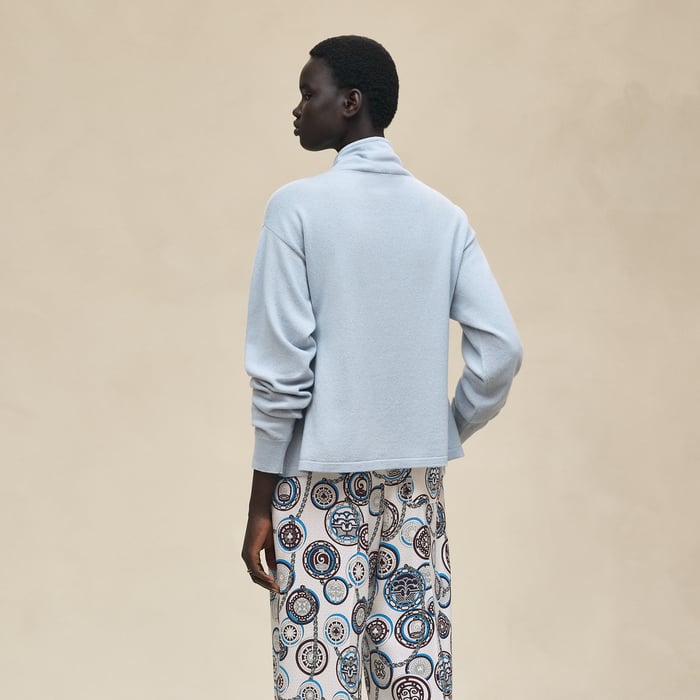 Bleu Dragée Cashmere Long-sleeve Sweater