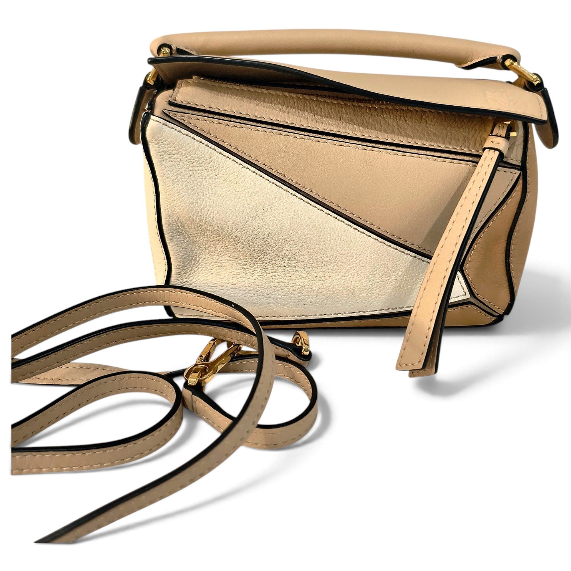 Puzzle leather handbag