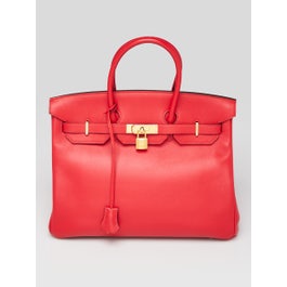 Hermes Hermes 35cm Rouge Coeur Swift Leather Gold Plated Birkin Bag