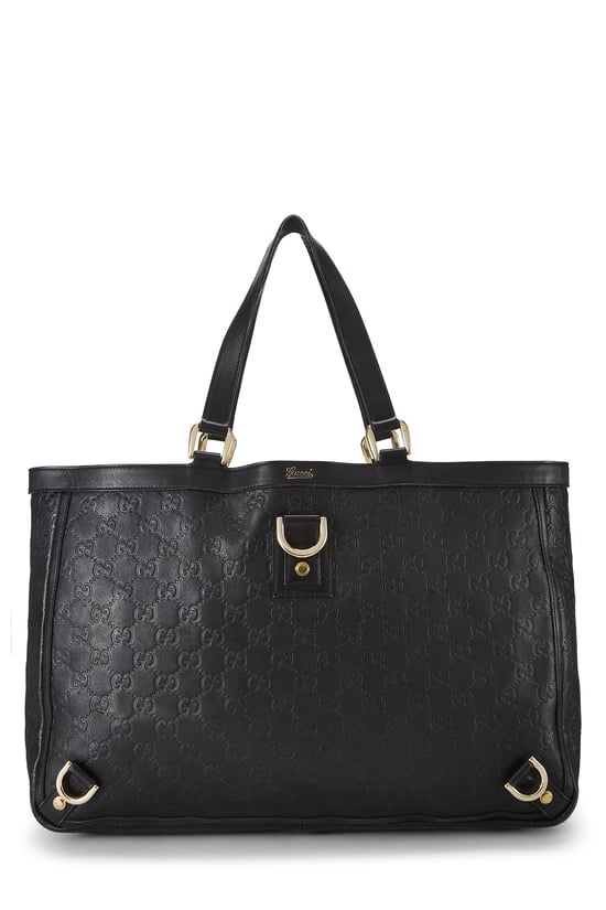 Black Guccissima D-Ring Abbey Tote Large