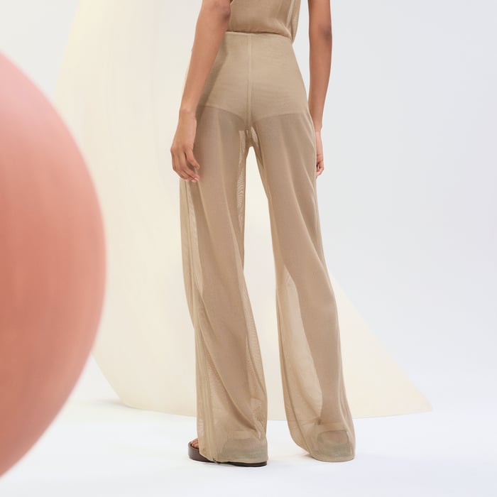 Beige Kraft Zipped Pants