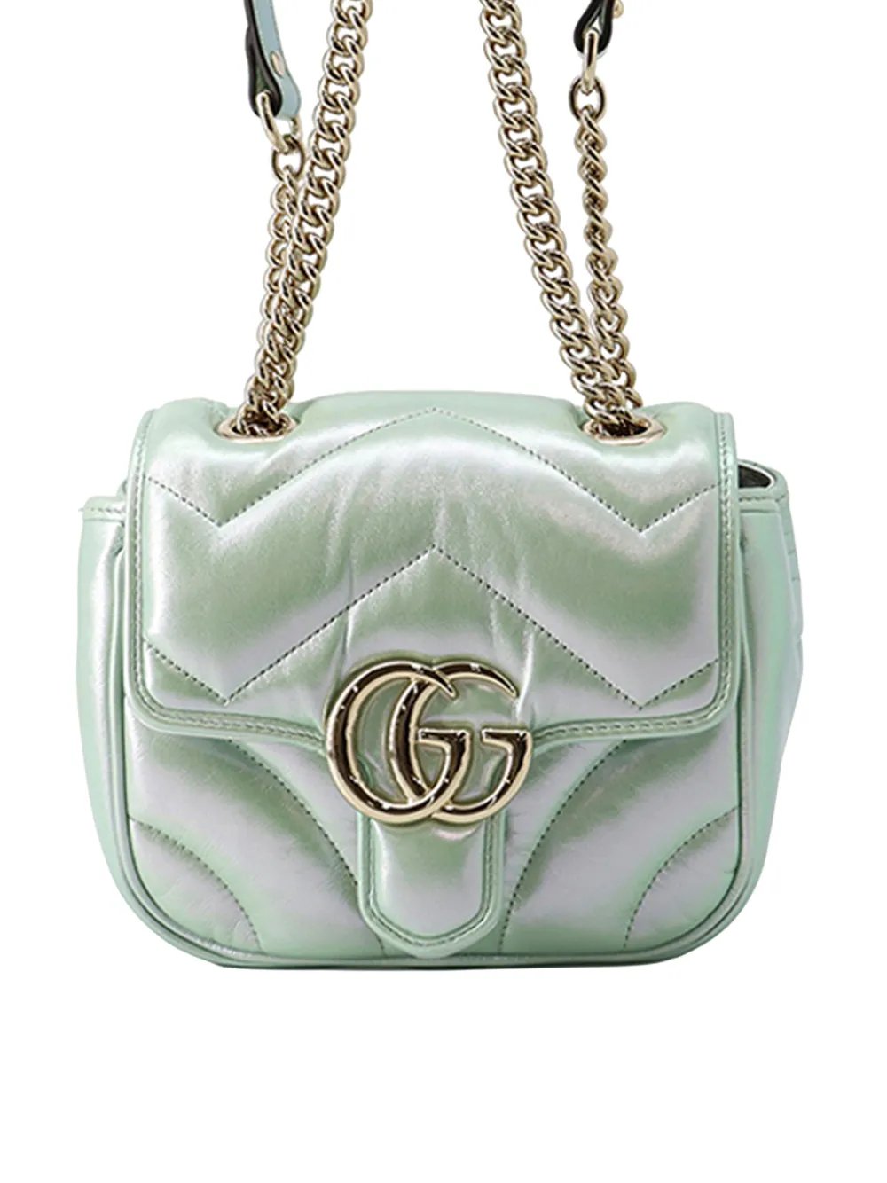 2016-2026 Mini GG Marmont Matelasse Iridescent Leather Flap crossbody bag