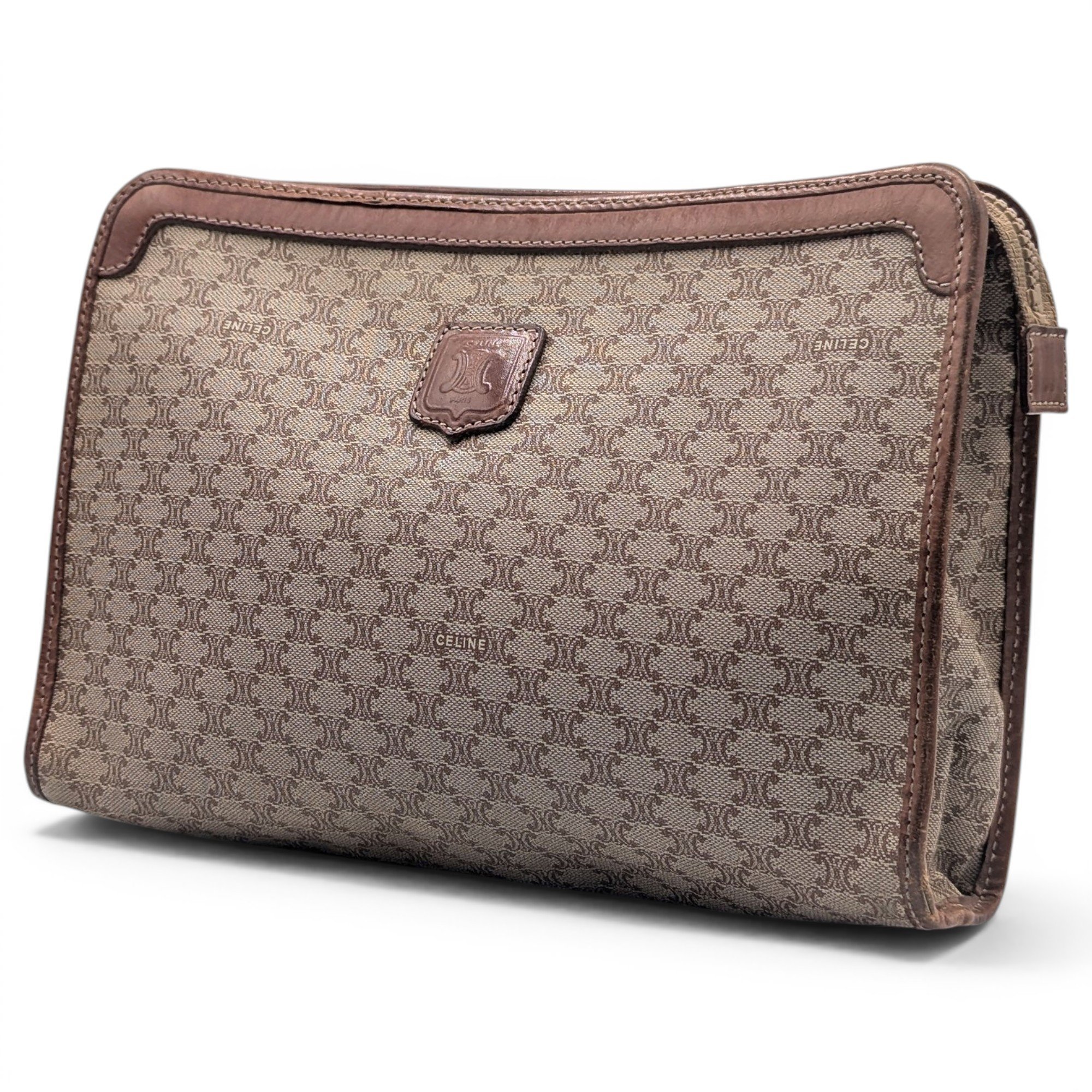 Triomphe Vintage leather clutch bag