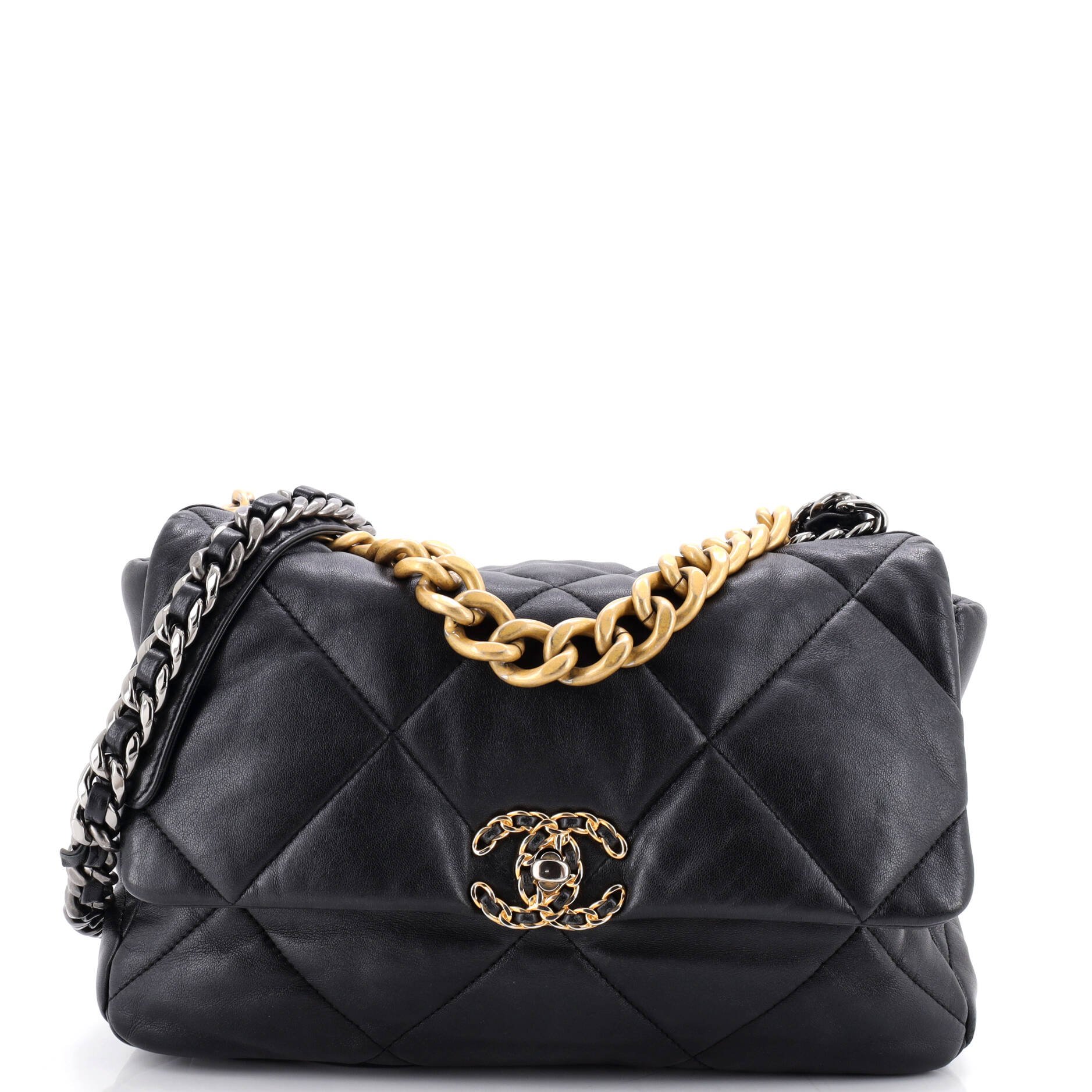 19 Flap Bag Quilted Leather Large