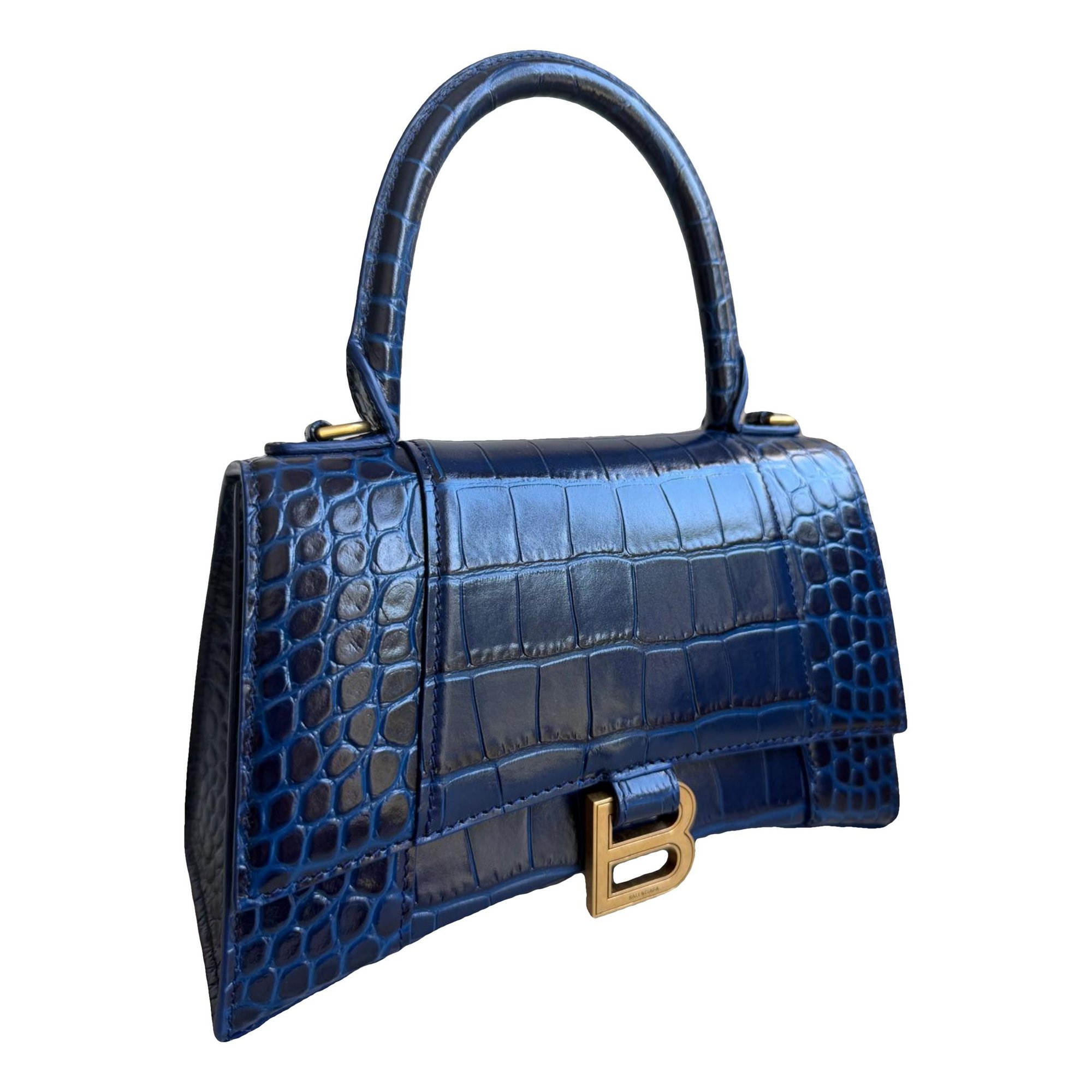 Hourglass leather handbag
