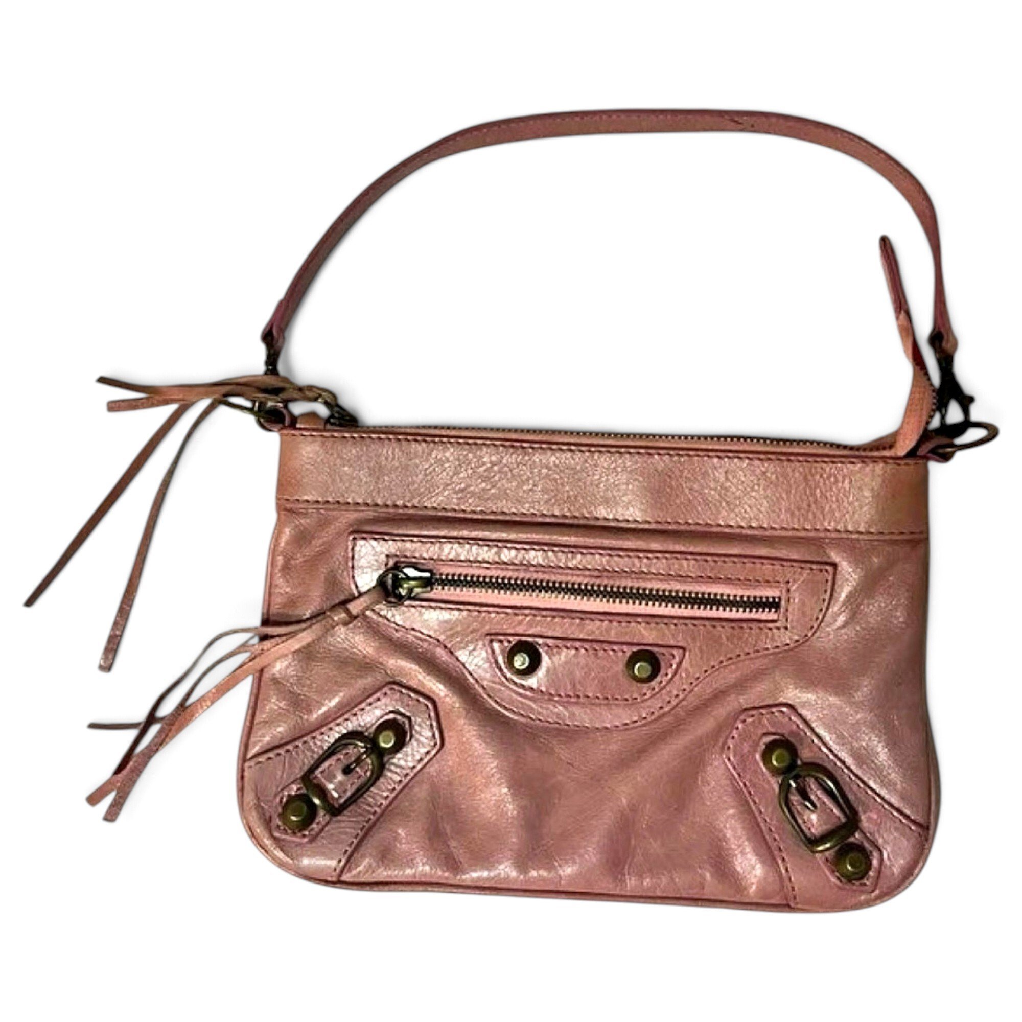 Hip leather handbag