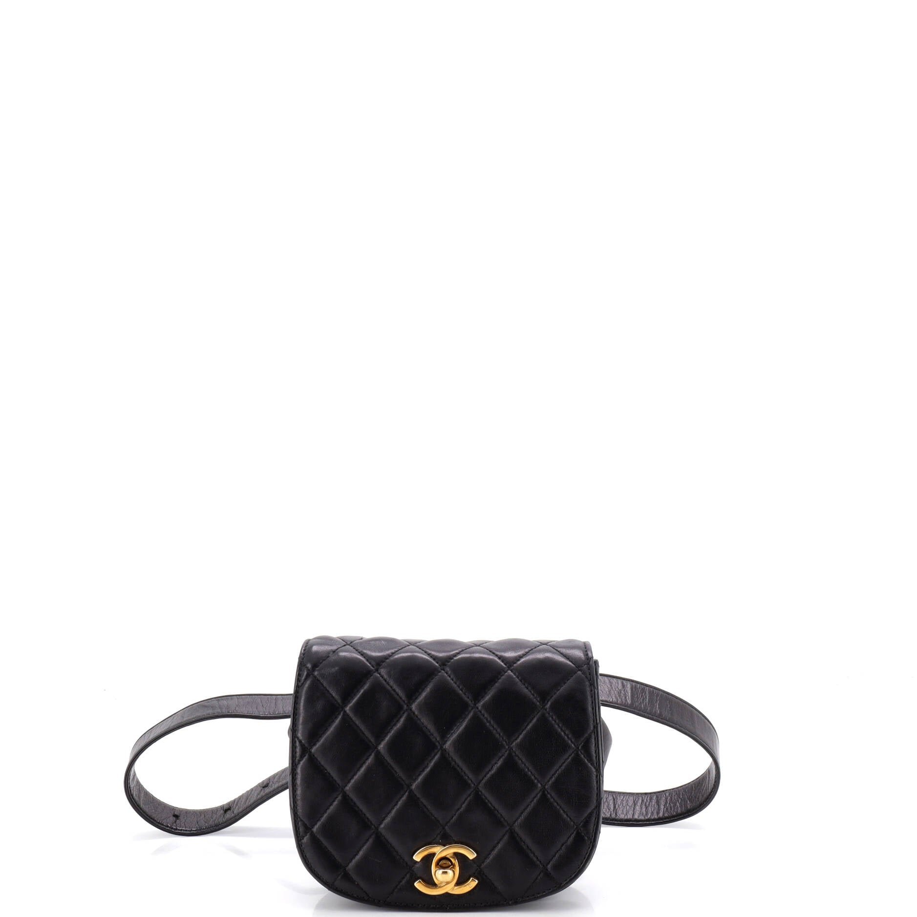 Vintage Flap Belt Bag Quilted Leather Small
