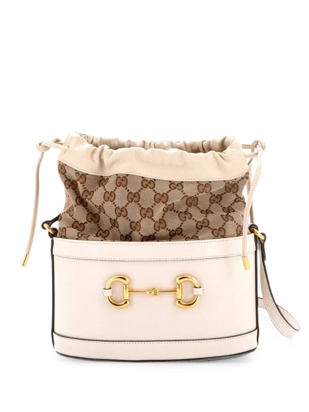 Horsebit 1955 Crossbody Bag Leather and GG Canvas Small bucket bag