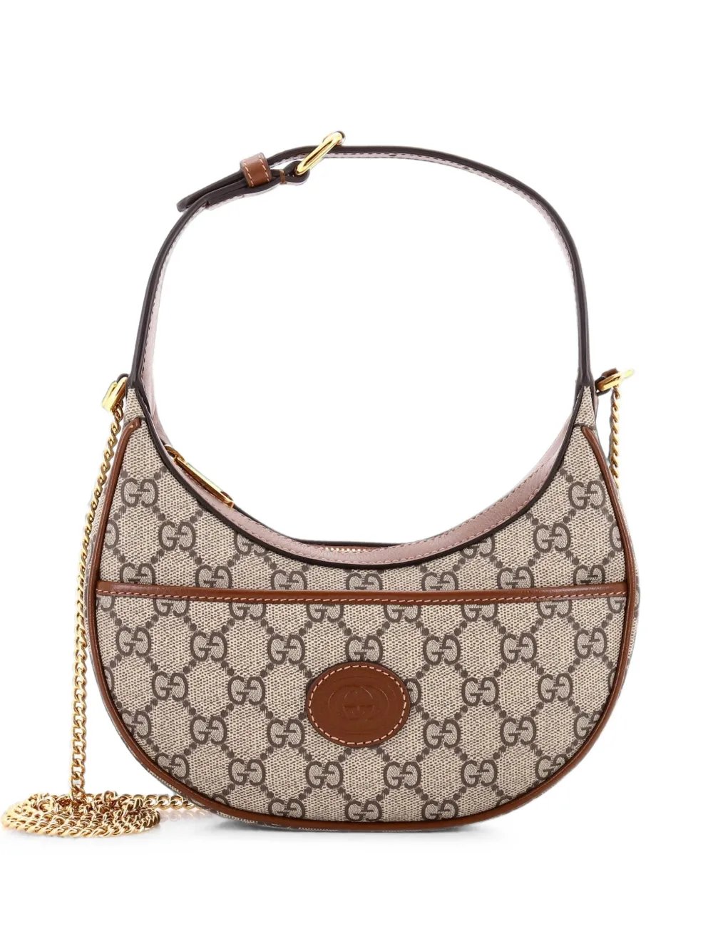 Interlocking G Patch Half Moon GG Coated Canvas Mini hobo bag