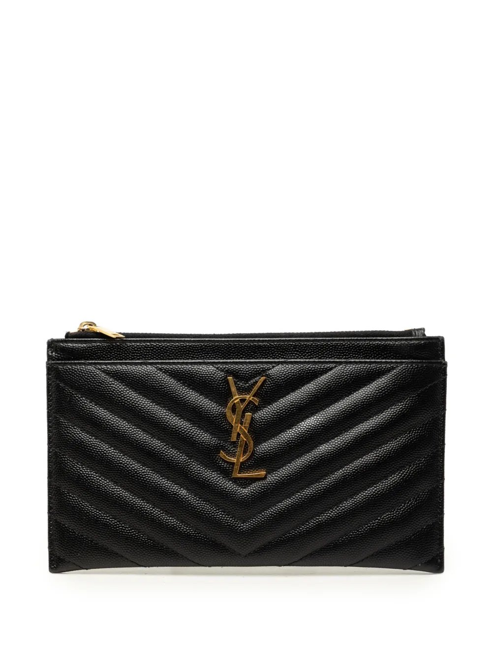 2018 Chevron Grain De Poudre Monogram Bill Pouch clutch bag