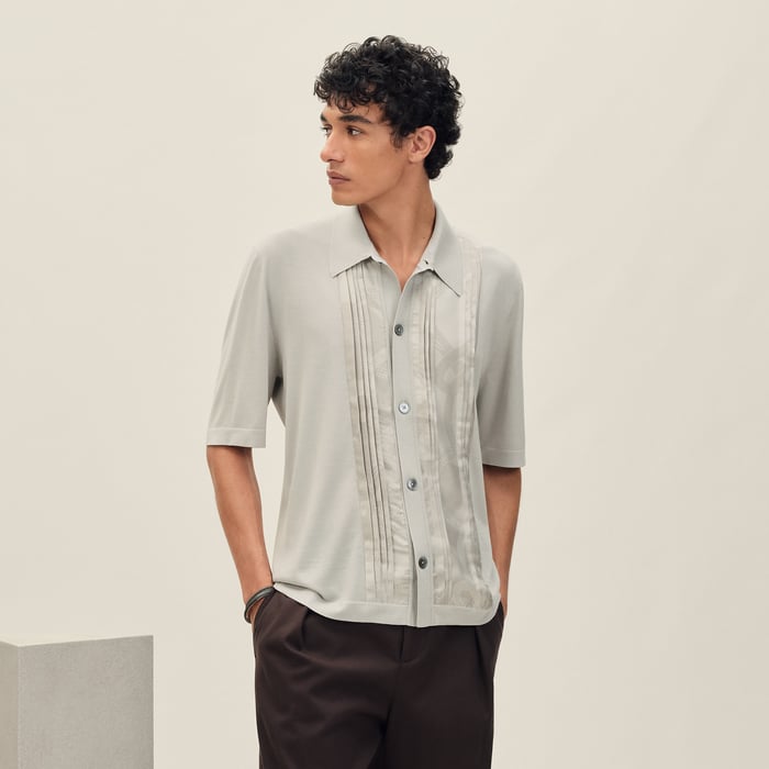 Mastic "Eperon d'Or Soie Plissee" Short-sleeve Straight Cut Shirt