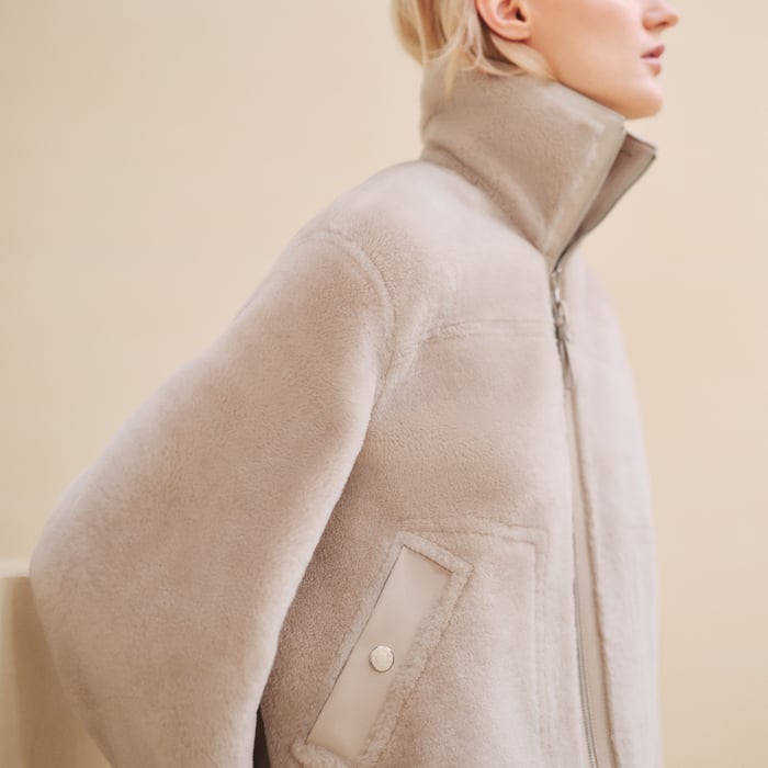 Beige Glaise Bomber Jacket