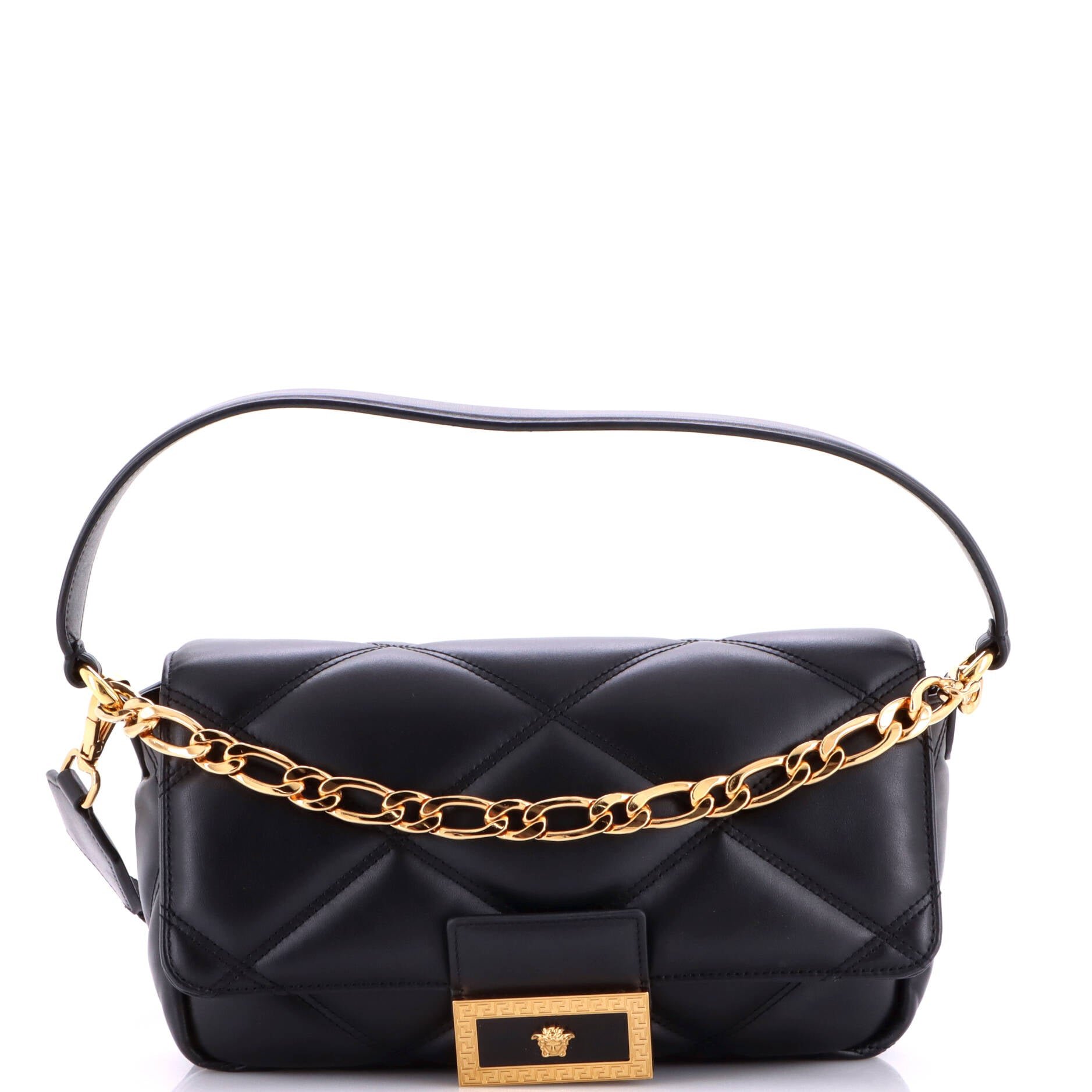 La Medusa Flap Shoulder Bag Padded Quilted Leather Medium