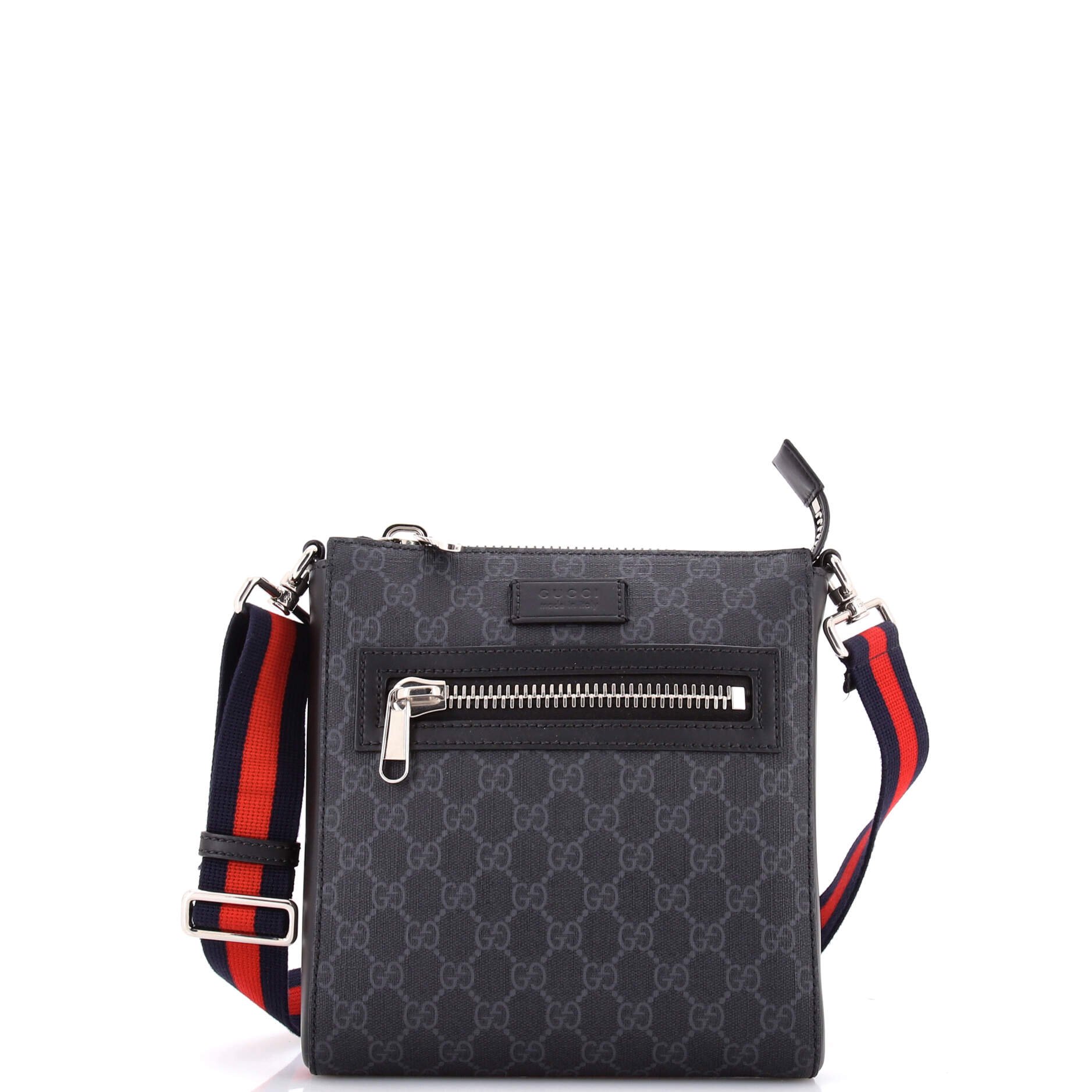 Web Strap Front Zip Messenger Bag GG Coated Canvas Small