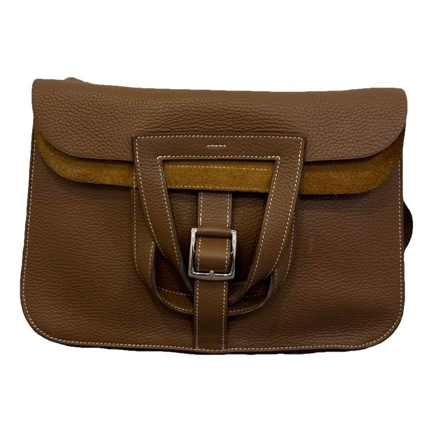 Hermes Halzan 31 Handbag Gold Togo Leather