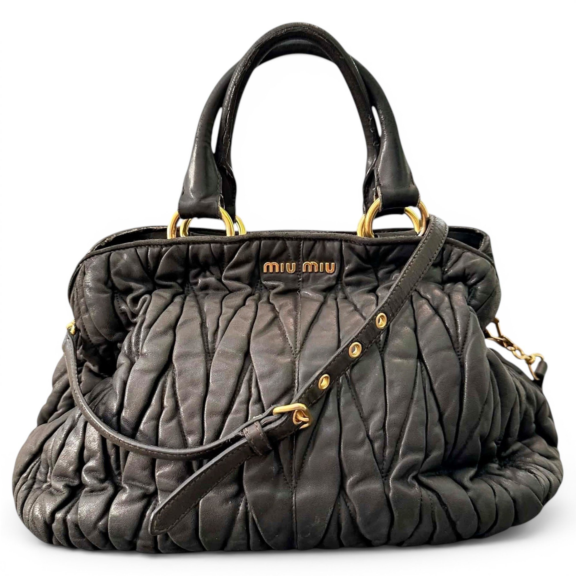 Matelassé leather satchel