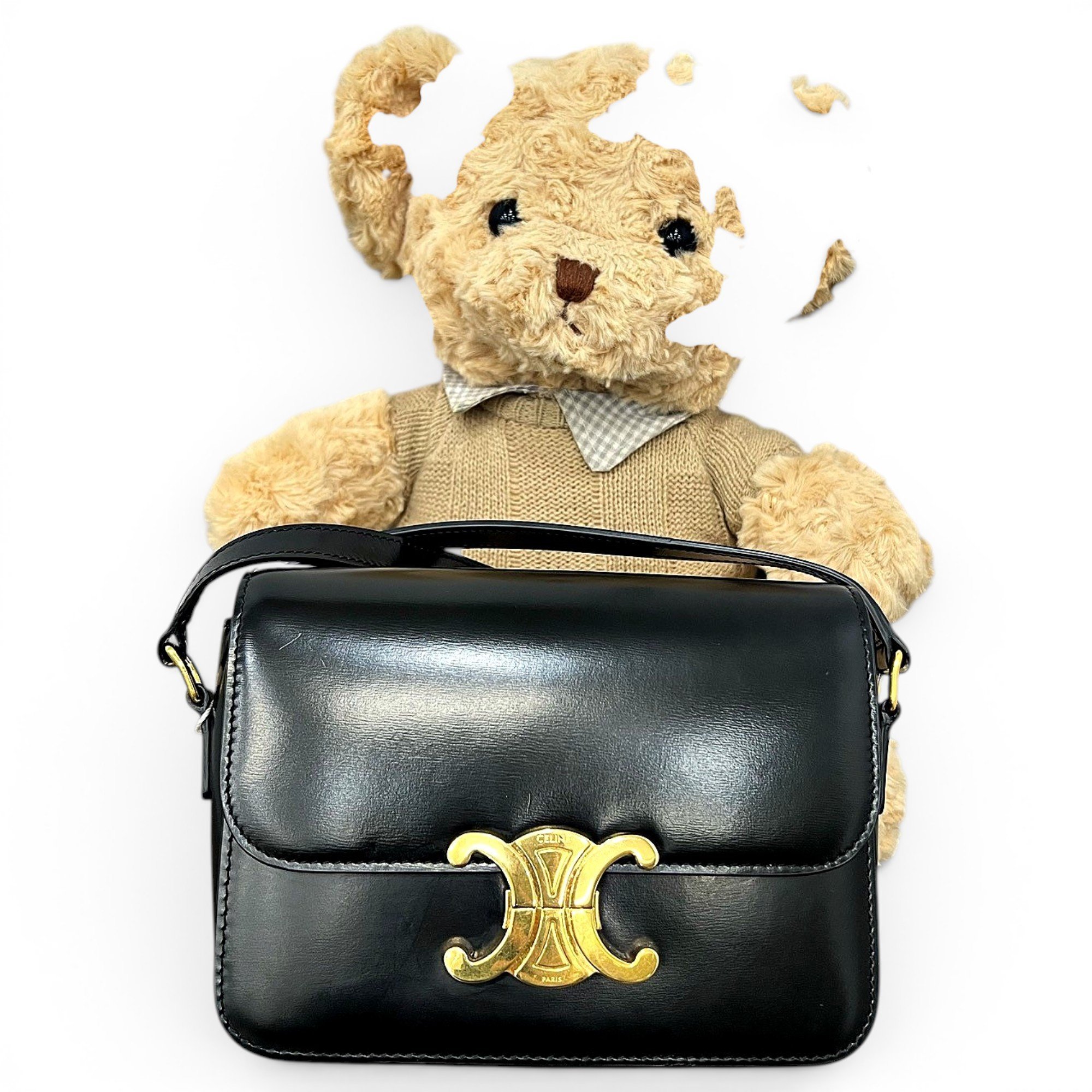 Triomphe chain leather handbag