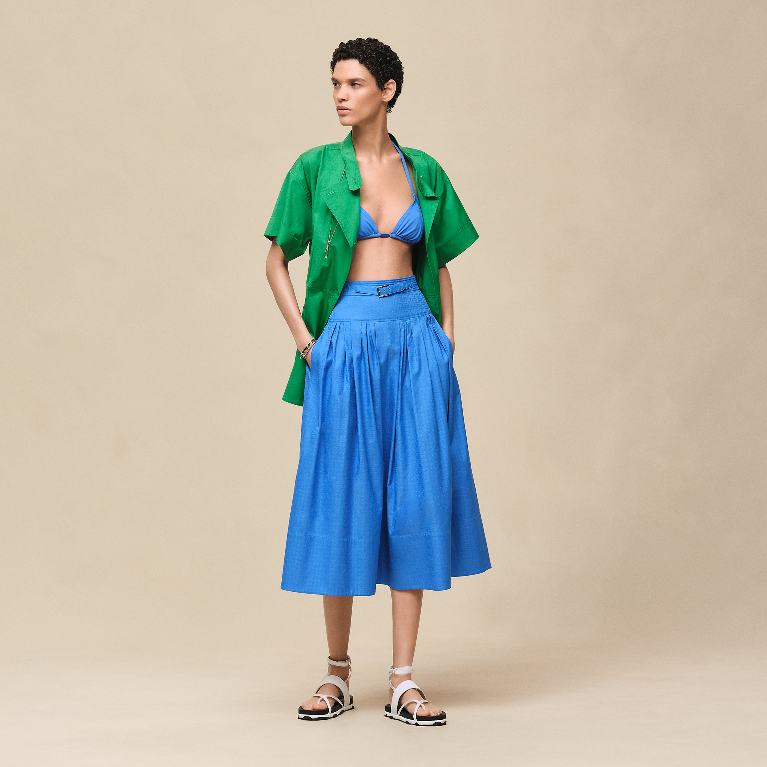 "Mosaique" pleated skirt with basque