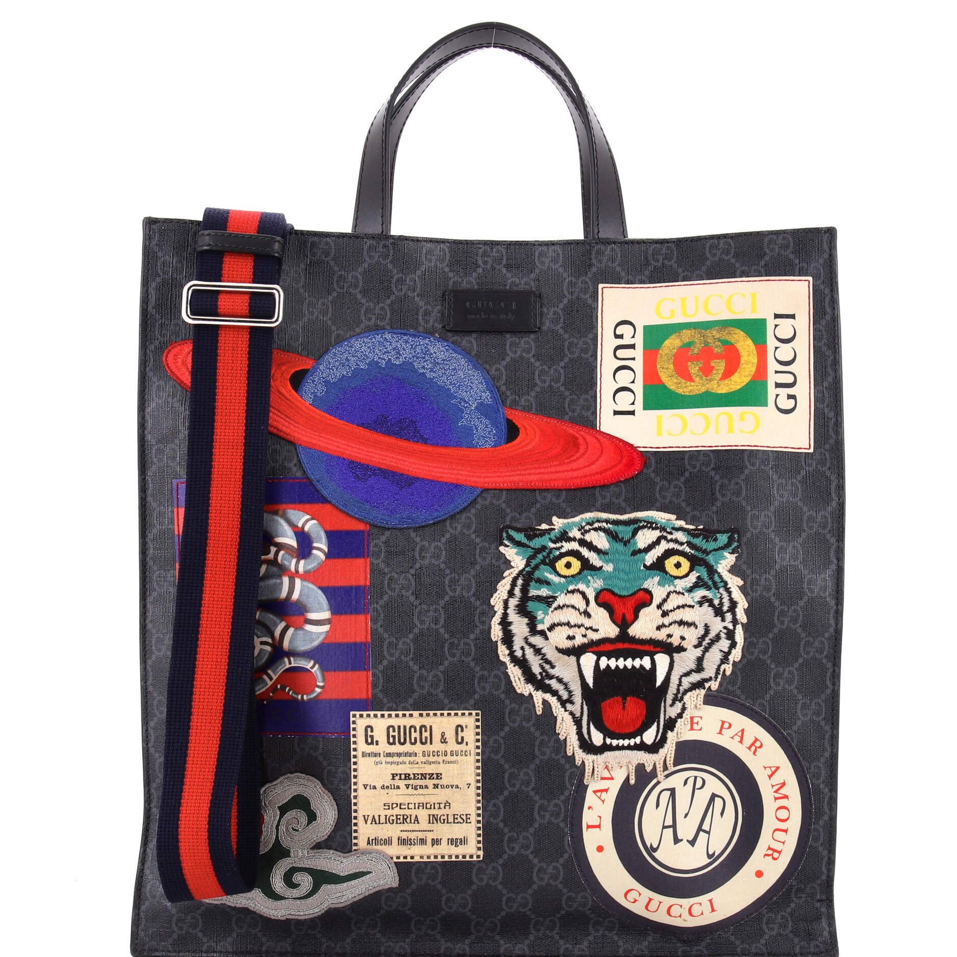 Courrier Convertible Soft Open Tote GG Coated Canvas with Applique North South