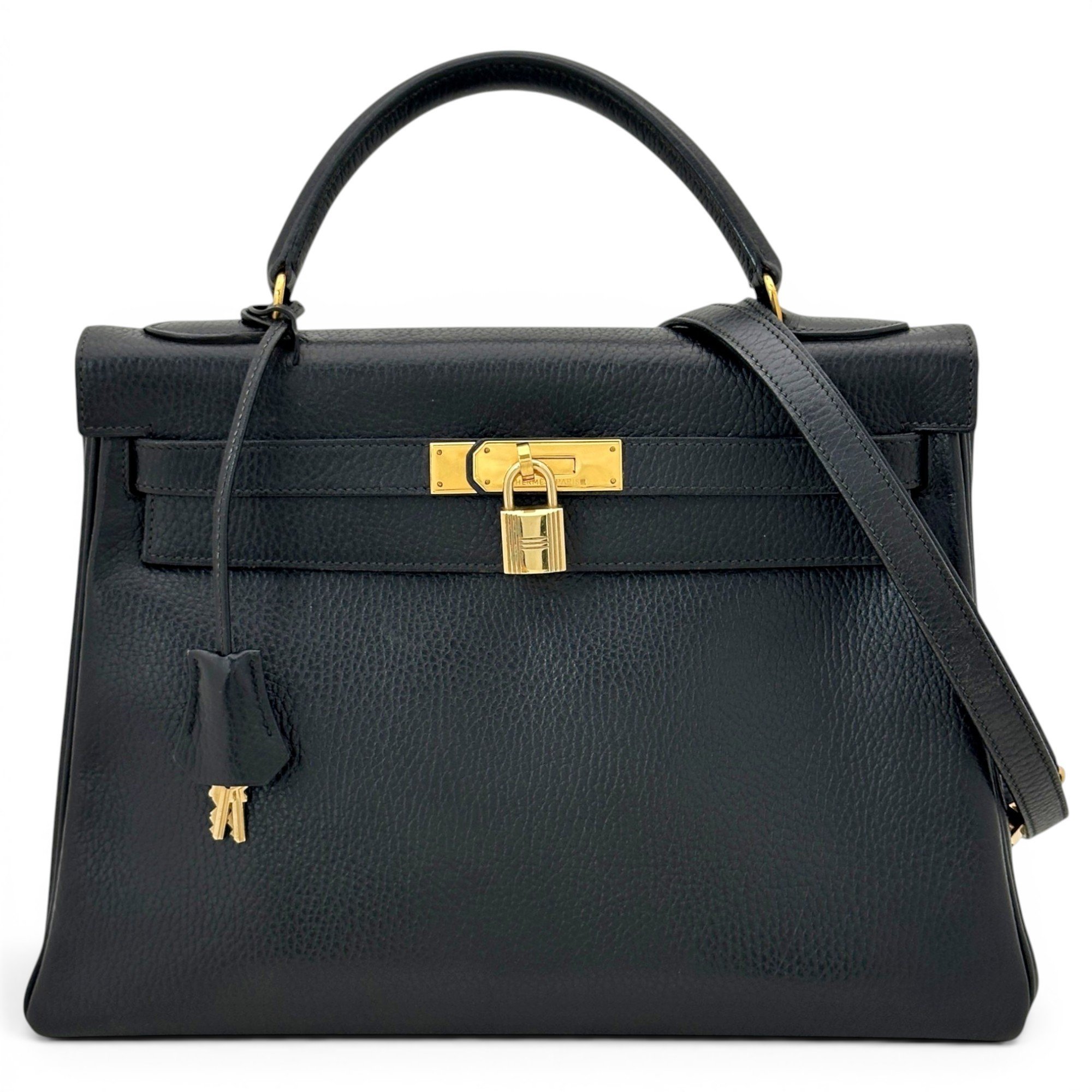 Hermes Kelly 32 Handbag Black Togo Leather