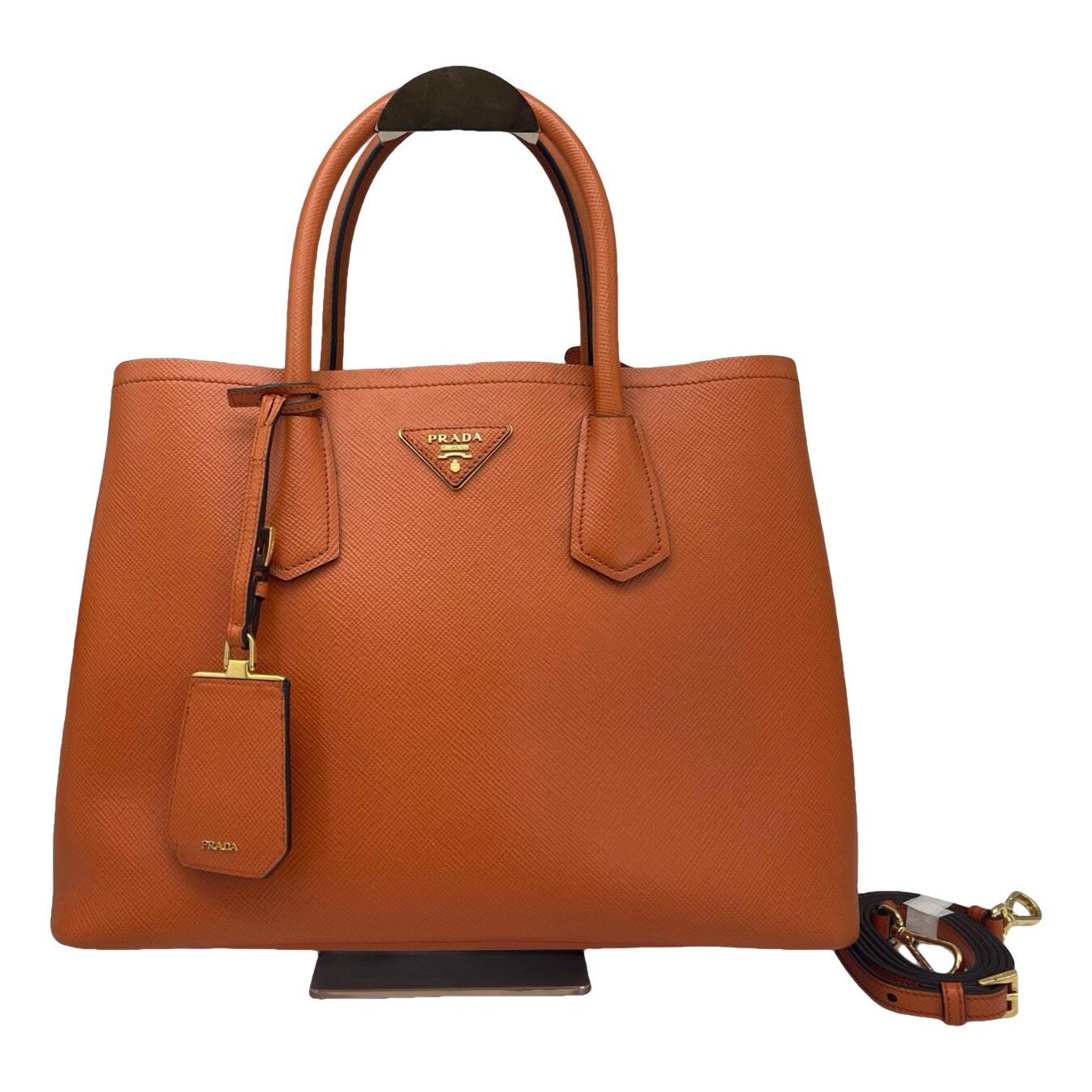 Double leather handbag
