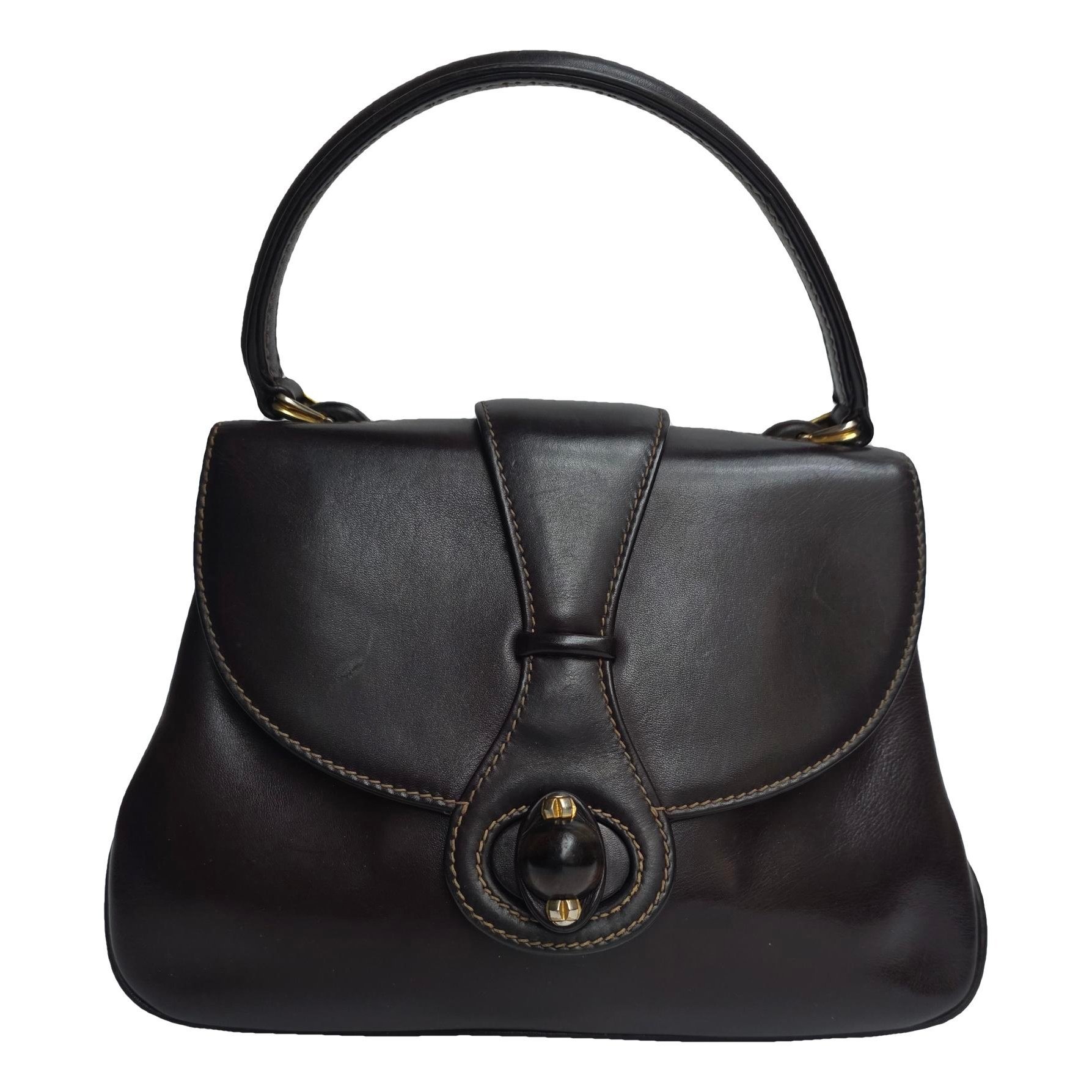 Convertible Bamboo Top Handle leather handbag