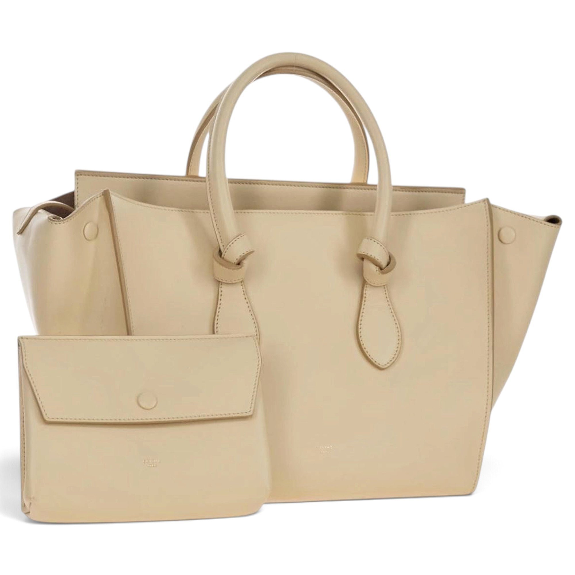 Tie leather handbag
