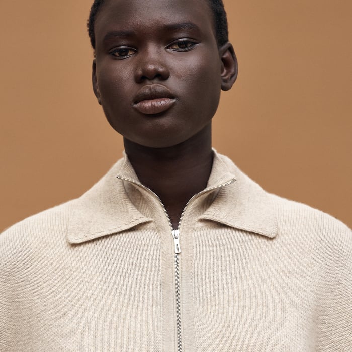 Beige Naturel High Collar Sweater