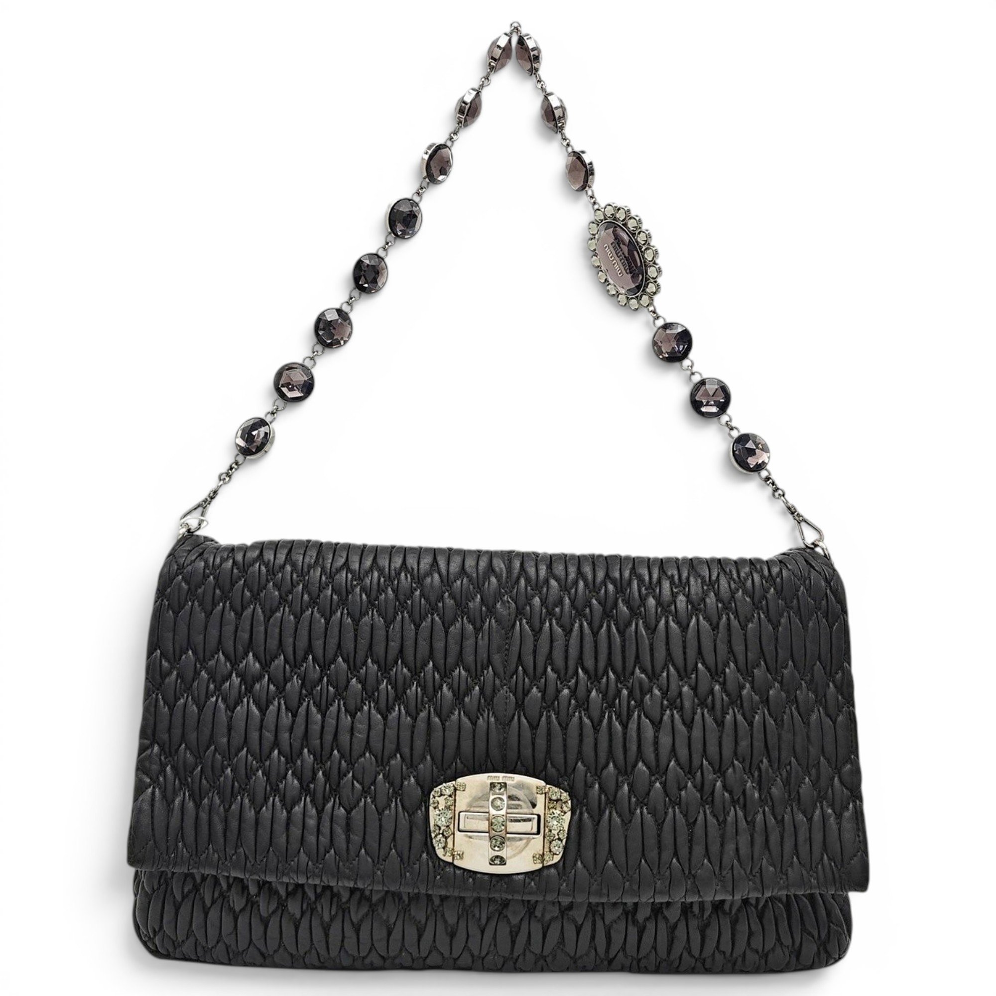Miu Crystal leather handbag