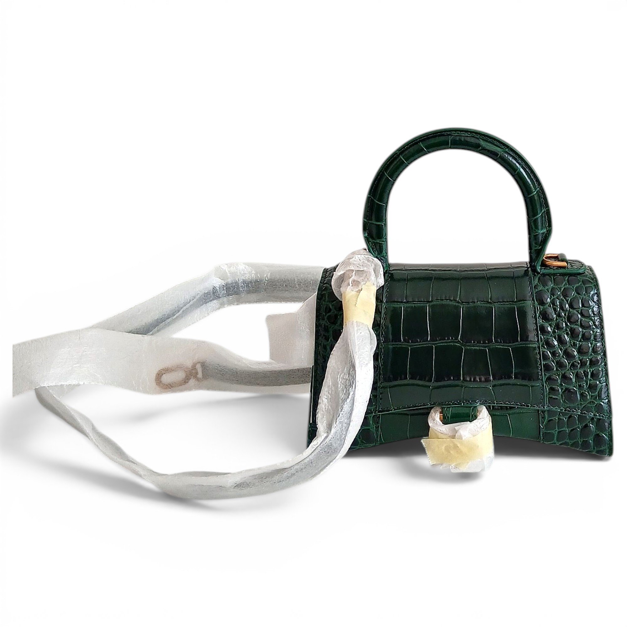 Hourglass leather handbag