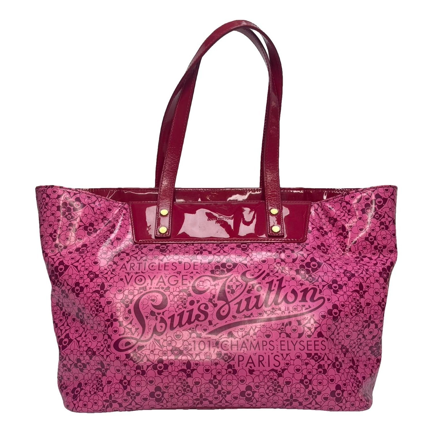 Open tote patent leather handbag