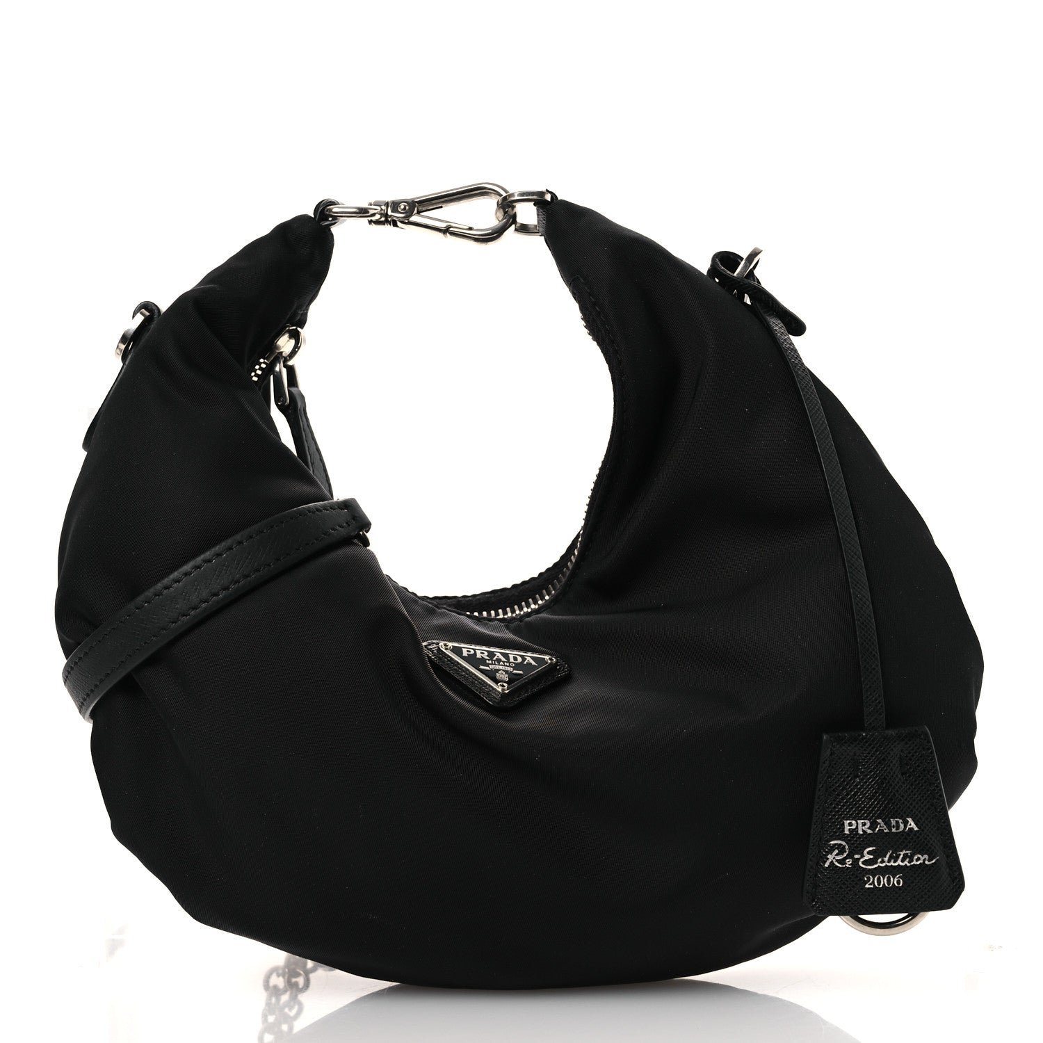 Prada Tessuto Nylon Saffiano Re-Edition 2006 Shoulder Bag Black Black