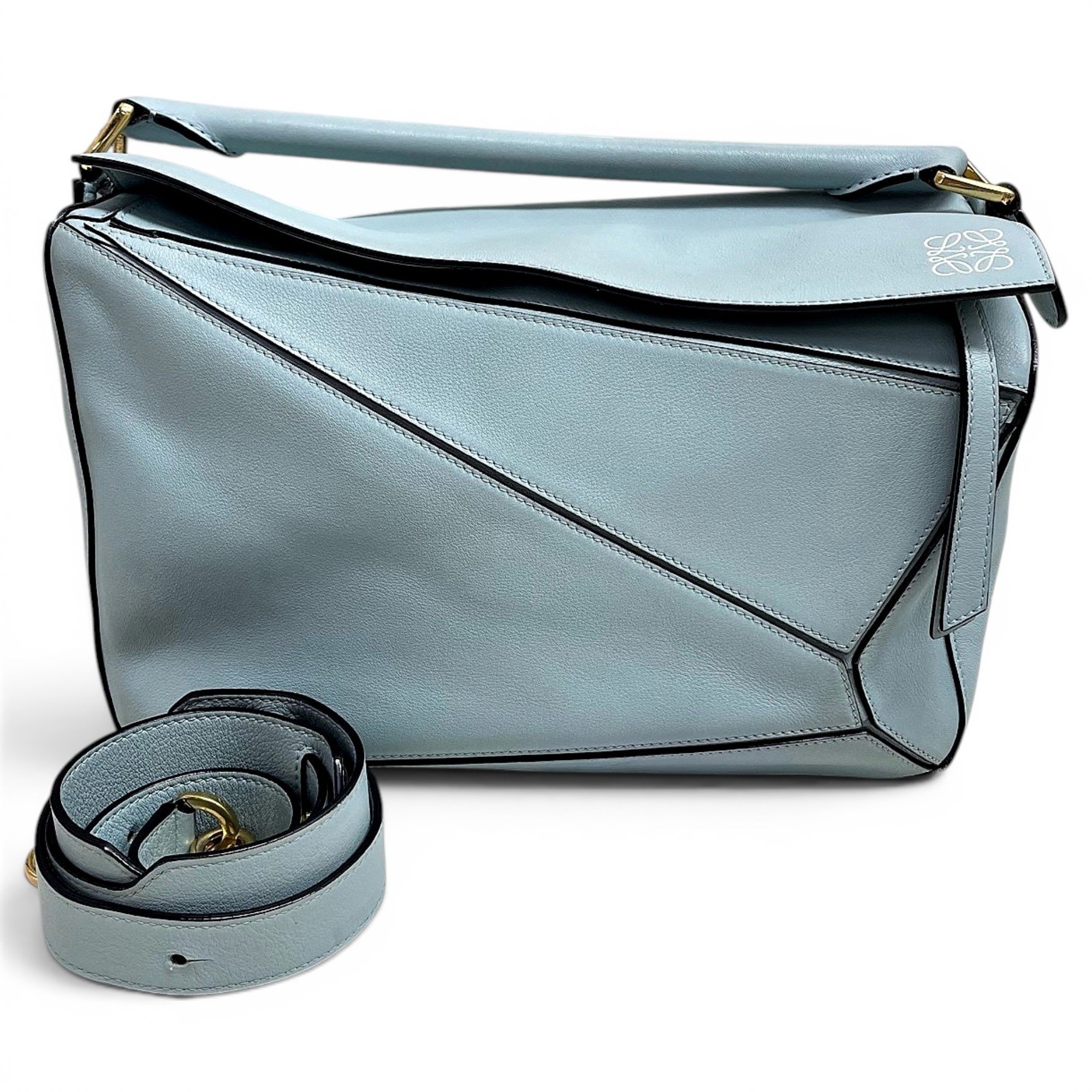 Puzzle leather handbag