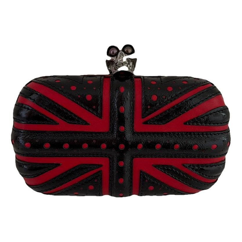 Skull leather clutch bag