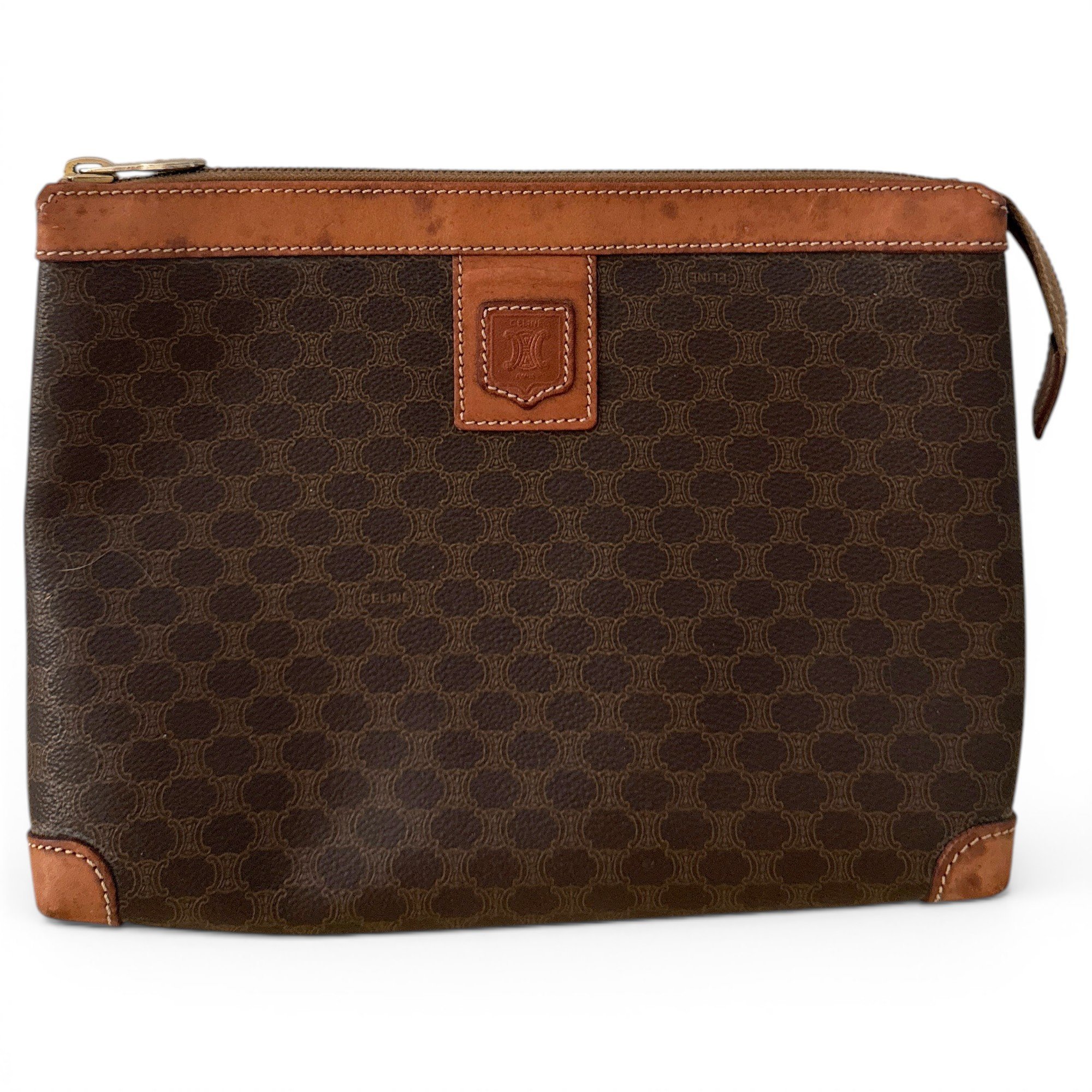 Triomphe Vintage leather clutch bag