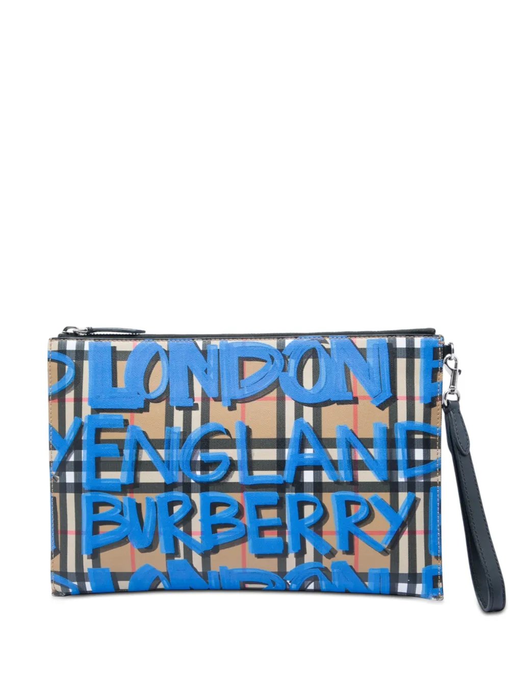 2000-2017 House Check Canvas Graffiti Zip Pouch clutch bag