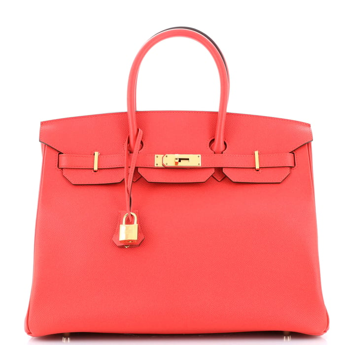 Hermes Birkin Handbag Rouge Tomate Epsom with Gold Hardware 35