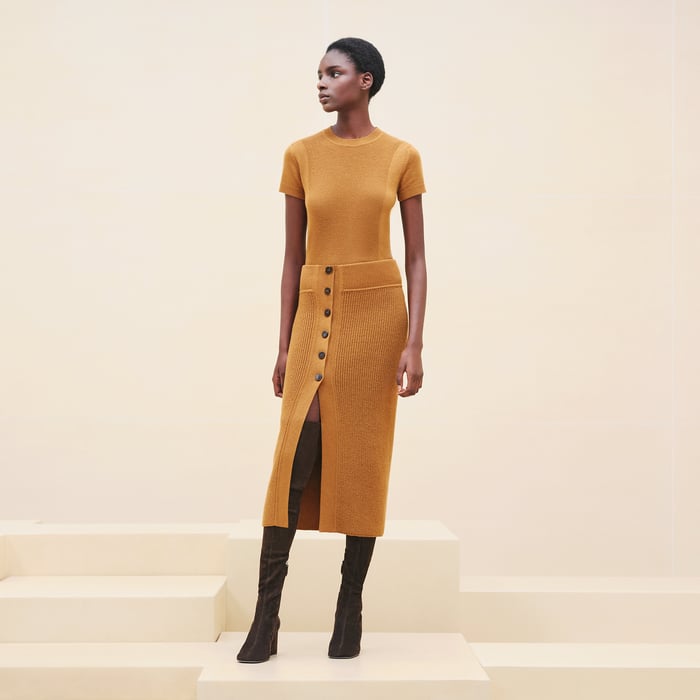 Marron Caramel Buttoned Skirt