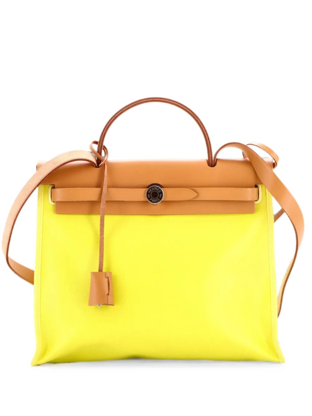Herbag Zip Berline Vache Canvas and Leather 31 shoulder bag